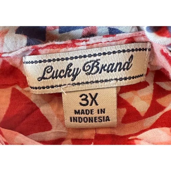 Lucky Brand Top 3X  Geometric Aztec  V Neck  Back Keyhole Boho Hippie RE… - Picture 11 of 12